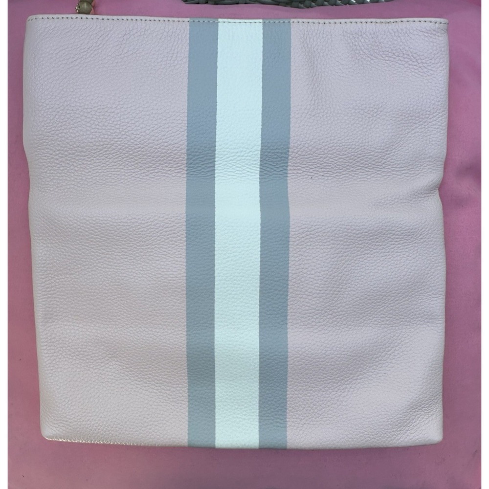 J.McLaughlin Sienna Clutch Pink Leather Stripe Bag Bamboo Zip New Without Tags - Picture 3 of 6